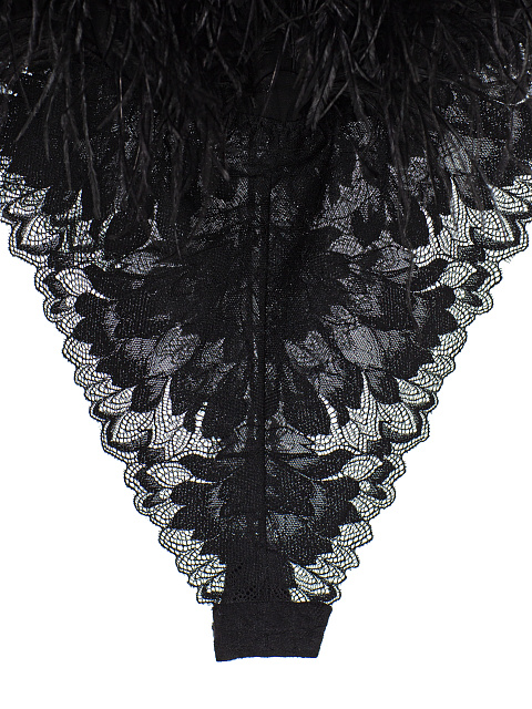 Black bodysuit with feathers, 4