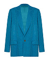 Жакет однобортный из бирюзовой костюмной ткани расклеенной стразами Жакет однобортный из бирюзовой костюмной ткани расклеенной стразами