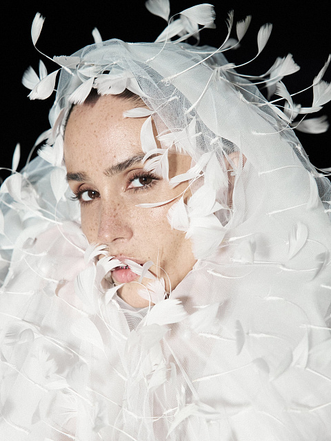 White Feather & Drape Tulle Dress, 9