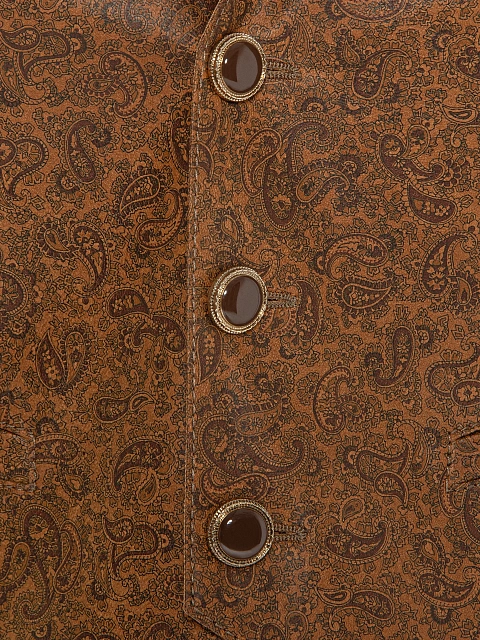Brown Leather Vest With Paisley Pattern, 3