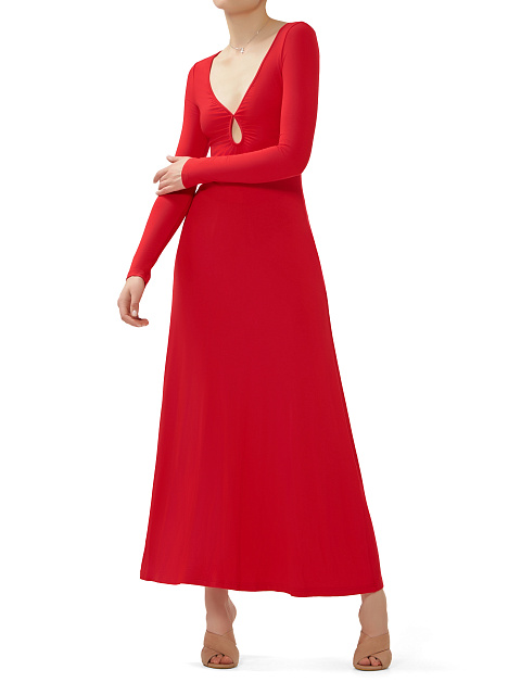 Red Rayon Jersey Maxi Dress, 6