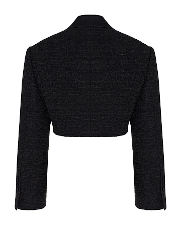 Black cropped bouclé jacket, 2