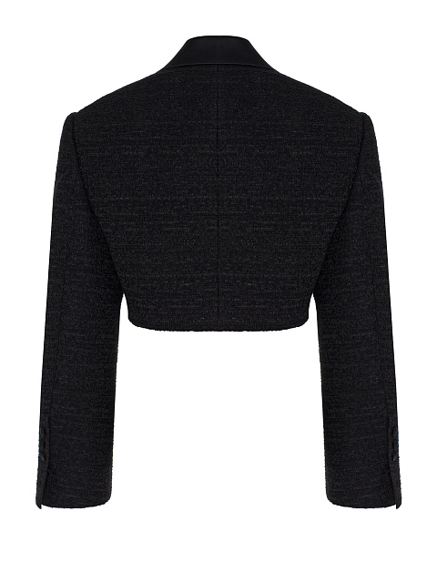 Black cropped bouclé jacket, 2