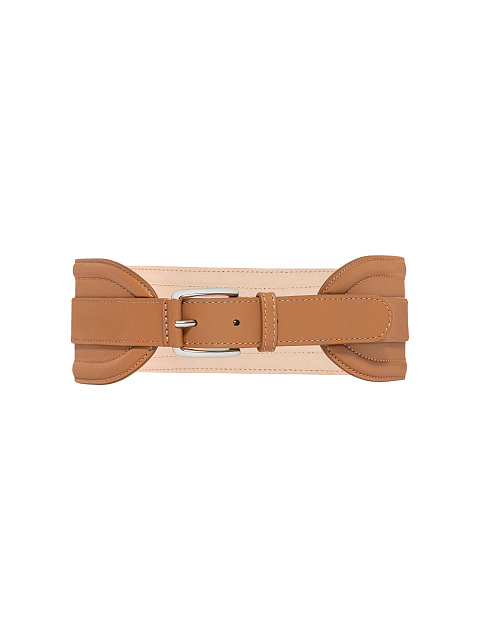 Wide Caramel Leather Belt, 1