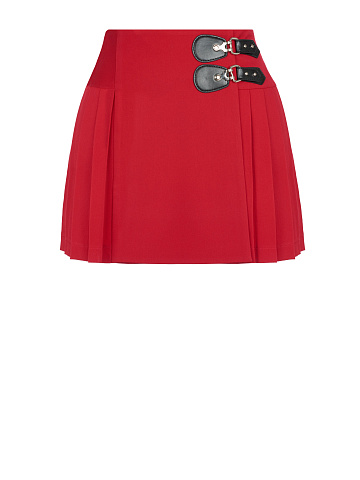 Red Pleated Mini Skirt, 1