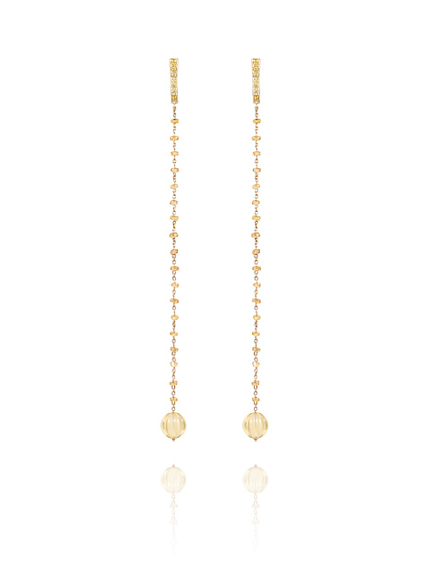 Long yellow gold earrings with citrine beads, 1