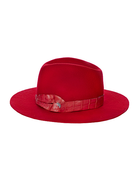 Red Crocodile Leather Felt Hat, 1