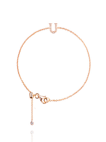 Rose Gold & Diamonds Letter "U" Bracelet, 1