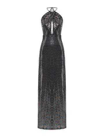 Dark Grey Sequin Maxi Dress, 1