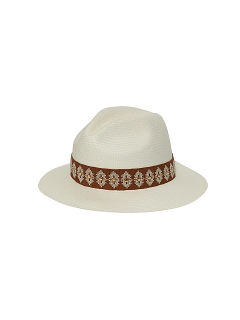 Embroidery & Studs Embellished Straw Hat, 1