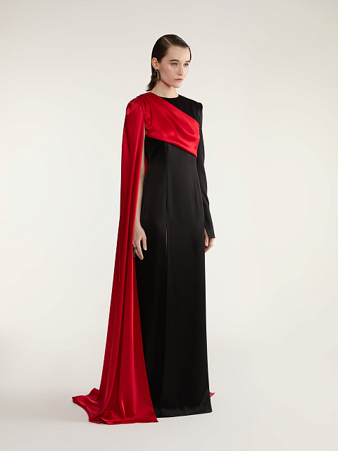 Black & Red Silk Maxi Dress, 5