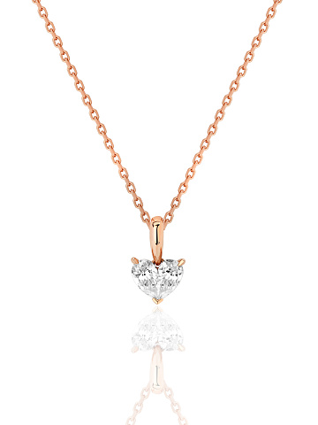 Rose Gold & Two Pear-cut Diamonds "Heart" Necklace, 1