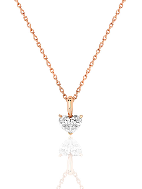 Rose Gold & Two Pear-cut Diamonds "Heart" Necklace, 1