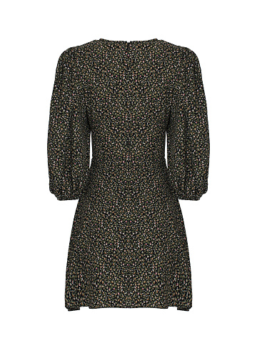 Black Flower Printed Lace Up Mini Dress, 2