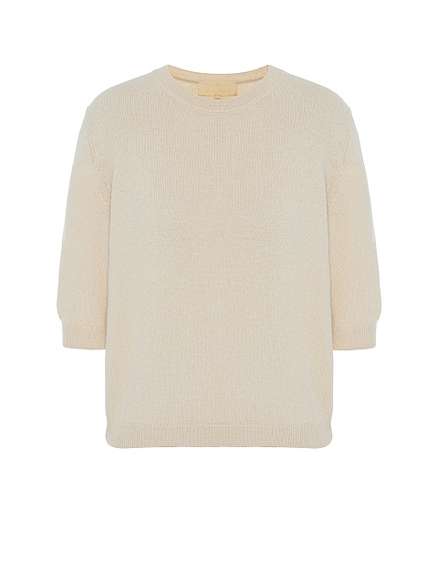 Beige angora jumper with short sleeves, 1
