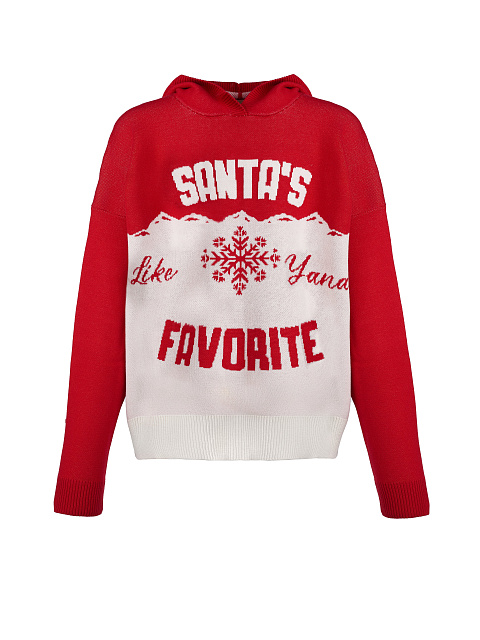 Red & White Santa's Favorite Hooded Sweater, 1