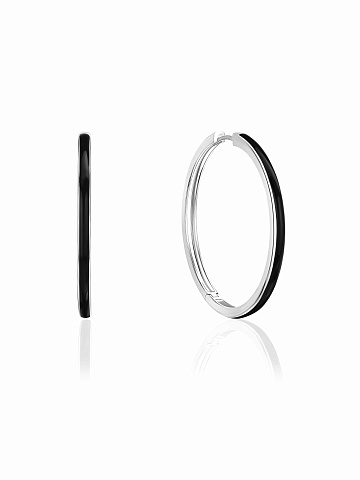 White gold hoops with black enamel, 1