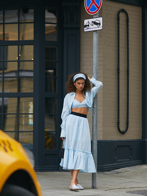 Light Blue Cotton Paisley Printed Bandana, 7 Light Blue Cotton Paisley Printed Bandana, 7