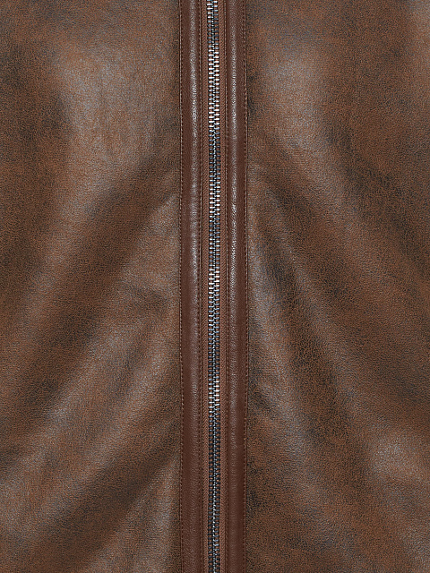 Brown cropped faux‑fur shearling jacket, 8 Brown cropped faux‑fur shearling jacket, 8