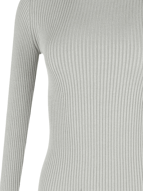 Light Grey Rib Knit Jersey Turtleneck, 3 Light Grey Rib Knit Jersey Turtleneck, 3