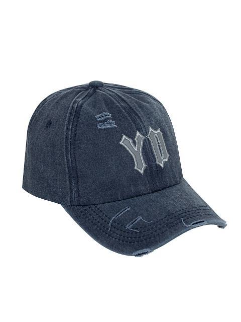 Navy Denim & Leather "YD" Cap, 1
