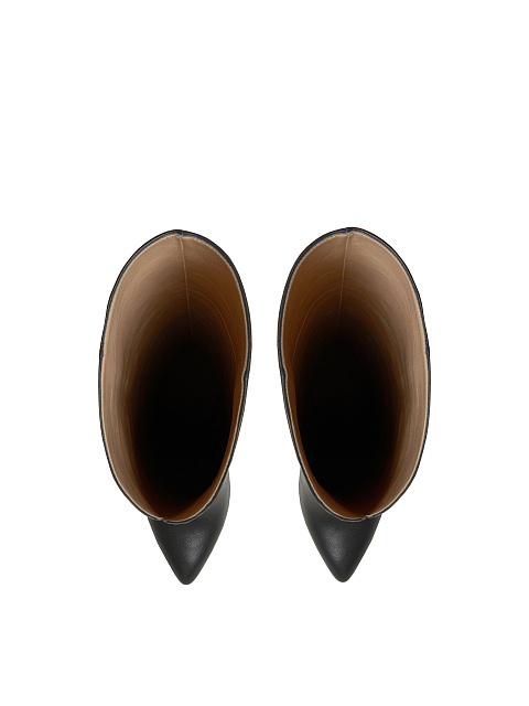 Dark Grey Leather Heeled Tall Boots, 4