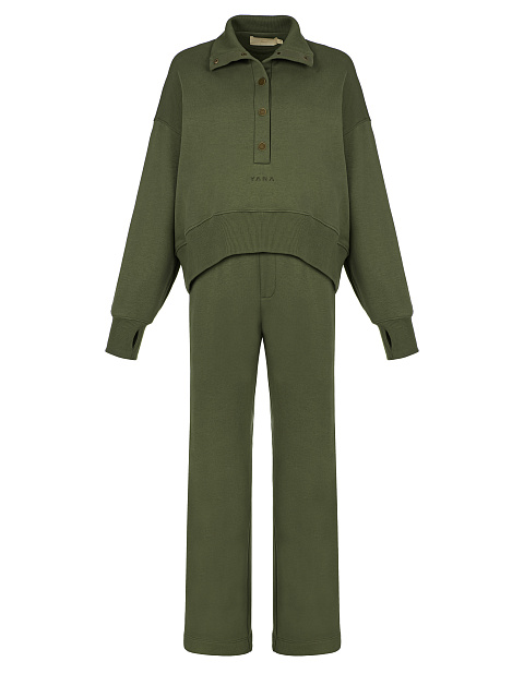 Green "Yana" Embroidered Jersey Suit, 1