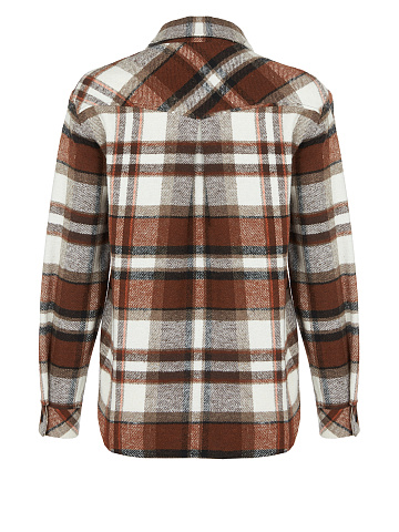 Brown Checked Wool Overshirt, 2