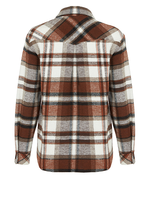 Brown Checked Wool Overshirt, 2