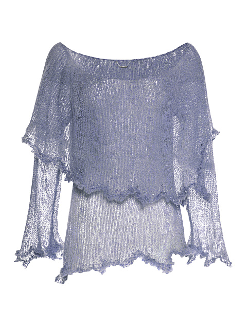 Blue Off Shoulder Mohair Sweater, 1