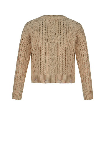 Kids Brown Cable Knit Cotton Mix Sweater, 2