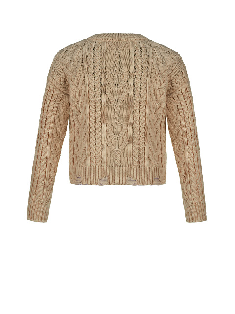 Kids Brown Cable Knit Cotton Mix Sweater, 2