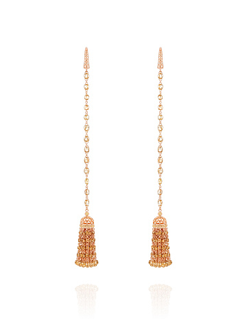 Tassel earrings in rose gold with diamonds, 1