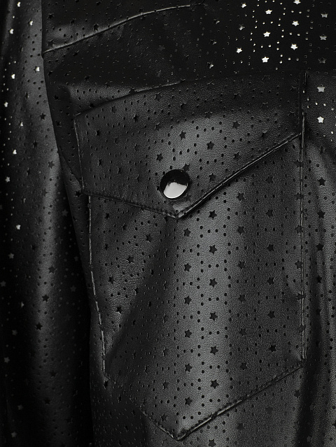 Black Perforated Faux Leather Shirt, 4 Black Perforated Faux Leather Shirt, 4