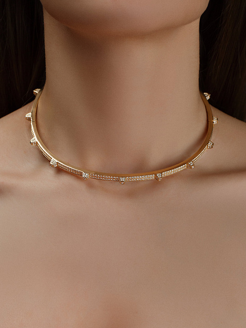 Yellow Gold & Diamonds Choker Necklace, 3