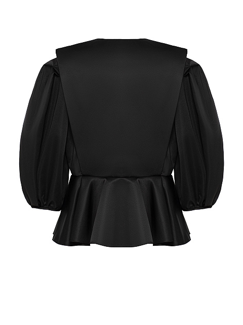 Black jacket with cropped sleeves and peplum, 6