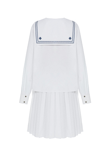 White set of a midi skirt and cropped shirt, 2