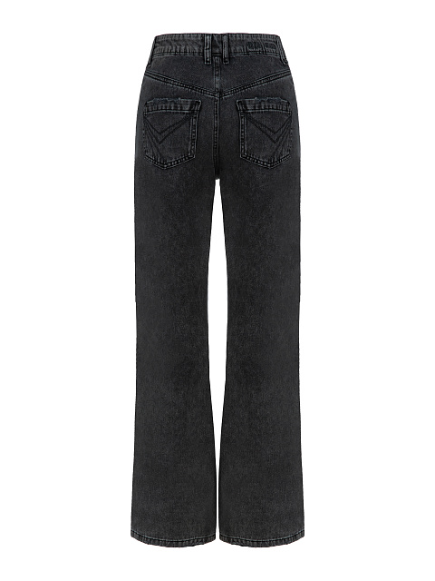 Distressed Dark Grey Cotton Jeans, 3