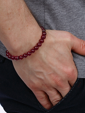 Bead Ruby & Round Ruby & Black Gold Bracelet, 2