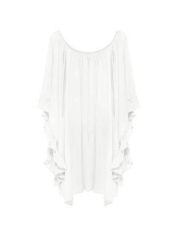 White Rayon Ruffled Mini Dress, 1