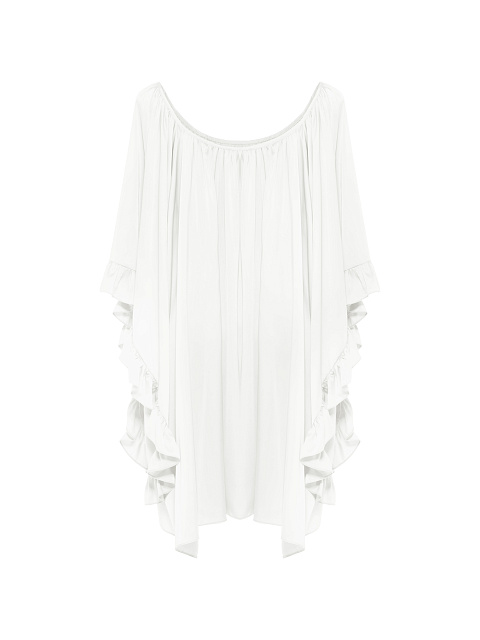 White Rayon Ruffled Mini Dress, 1