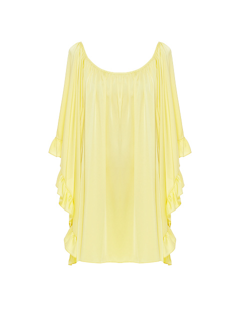 Yellow Rayon Ruffled Mini Dress, 2