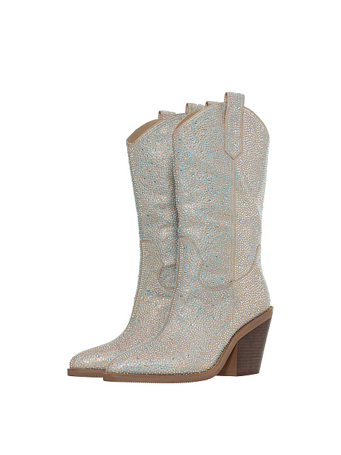 Silver cowboy boots with rhinestones, 1