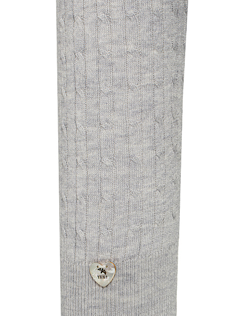 Grey Braided Cashmere V-neck Sweater, 3