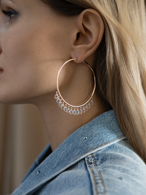 Rose Gold & Rock Crystal Hoop Earrings, 2