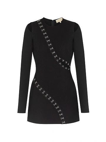 Black mini dress with slits, 1