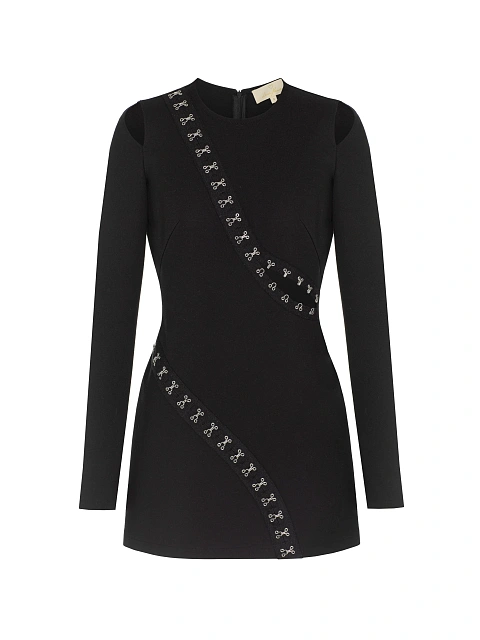 Black mini dress with slits, 1