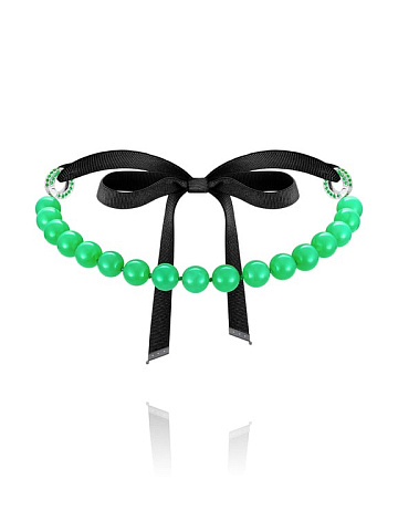 White Gold, Chrysoprase & Emeralds Choker-bracelet, 1