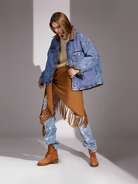 Blue Distressed Cotton Jeans, 6