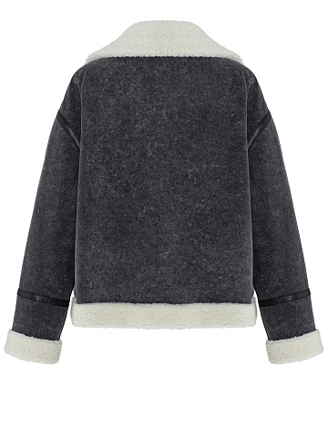 Jacket made of stonewashed denim with fur, 2